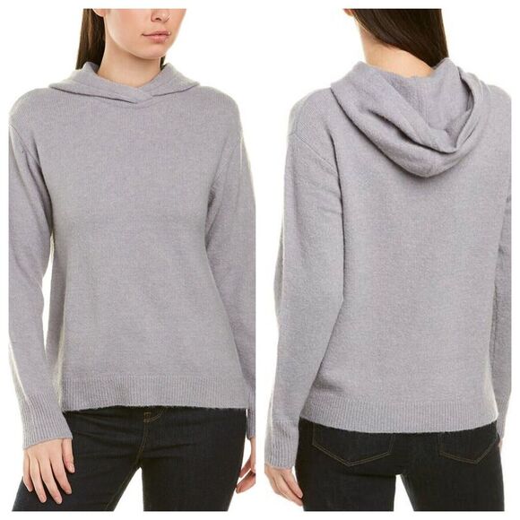 Magaschoni Women's Overlap Long Sleeve Cozy Hoodie in Light Grey Large MSRP $58 - Picture 1 of 5